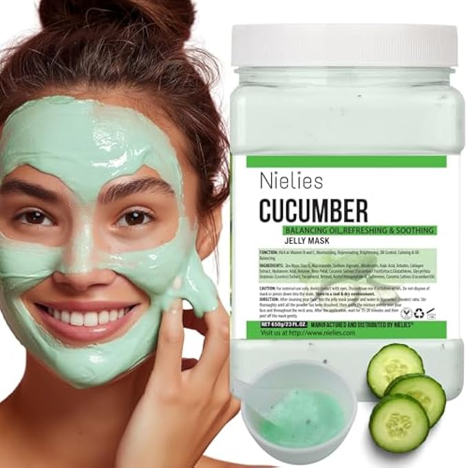 Nielies JELLY MASK, FACIAL SKIN CARE- PEEL-OFF JELLY MASK SET, JELLY MASK FOR FACIALS, FACE MASK FOR INSTANT HYDRATION, VEGAN PEEL OFF FACE MASK, FOR SMOOTHING, HYDRATING (CUCUMBER) - Image 1